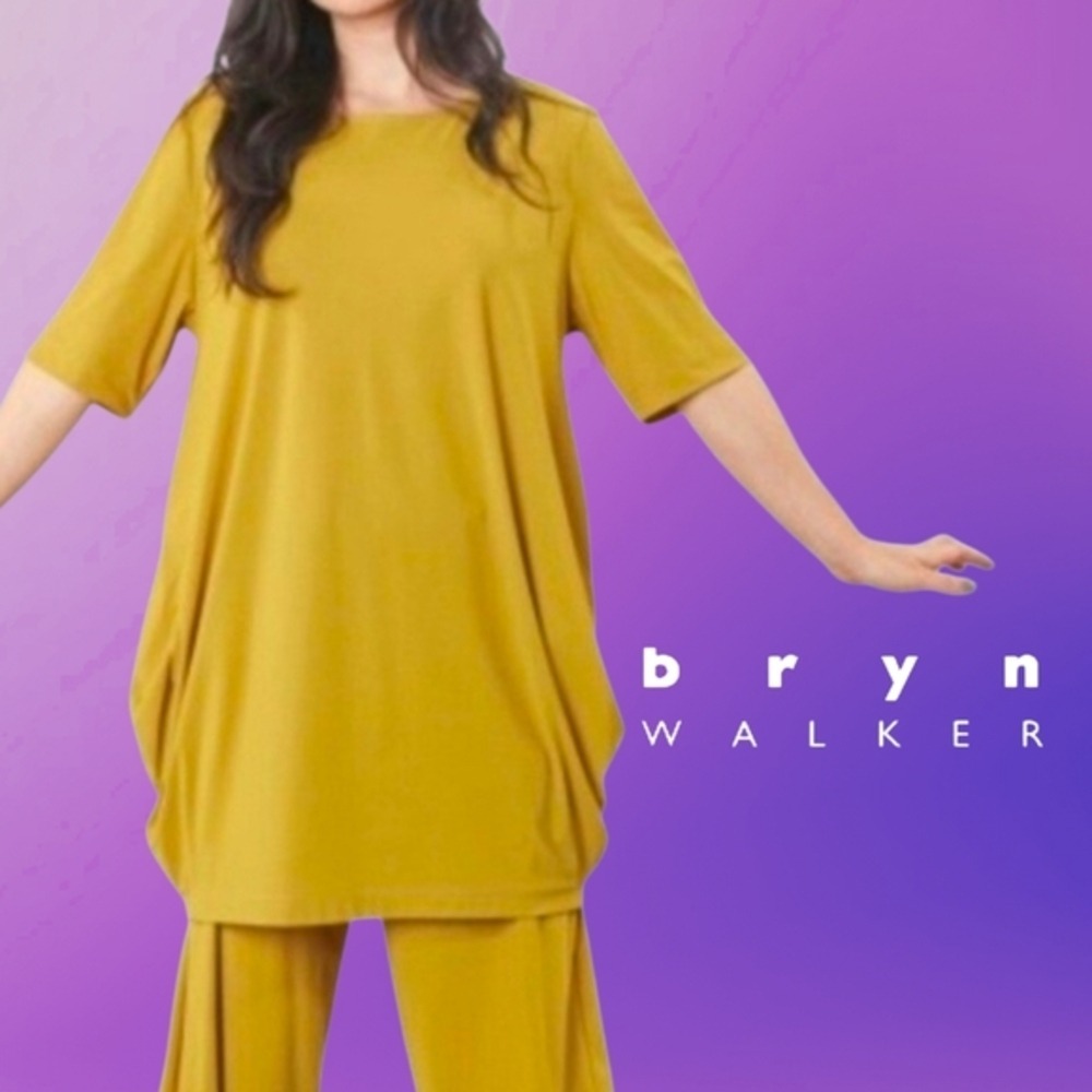 Bryn Walker Conrad Tunic Top Womens Oversize Drape Italian Fabric Oolong Green M